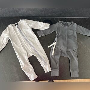Little Bipsy Gray and Charcoal Kids One Piece Set